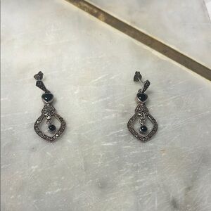 Elegant Black and Silver Drop Earrings